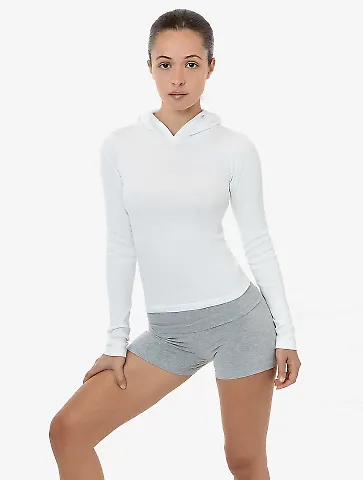 Los Angeles Apparel 43098 Baby Rib Long Sleeve Hoo in White front view