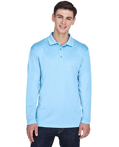 8405LS UltraClub® Adult Cool & Dry Sport Long-Sle in Columbia blue front view