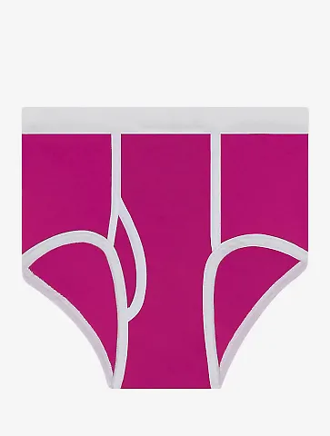 Los Angeles Apparel 44015 Baby Rib Brief in Fuchsia/white front view