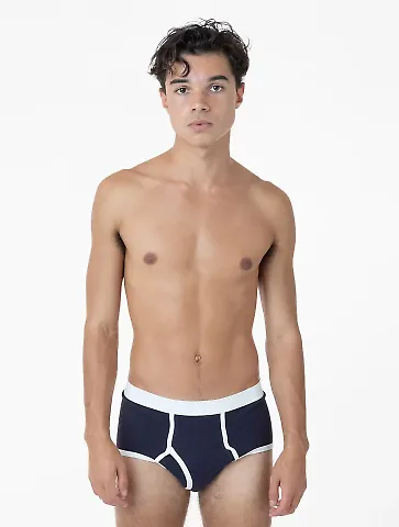 Los Angeles Apparel 44015 Baby Rib Brief in Navy/white front view