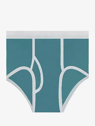 Los Angeles Apparel 44015 Baby Rib Brief in Teal/white front view