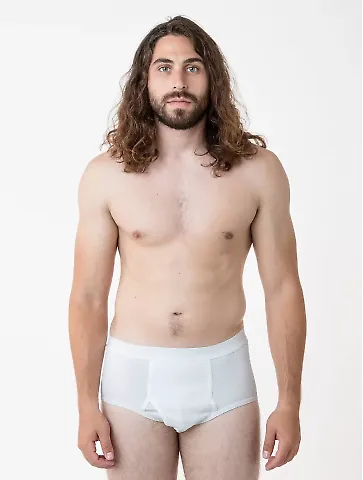 Los Angeles Apparel 44015 Baby Rib Brief in White/white front view