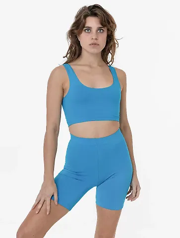 Los Angeles Apparel 8382 Cotton Spandex Bike Short in Bright blue front view