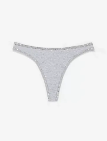 Los Angeles Apparel 8390 Ctn Spandex Thong Panty in Heather grey front view