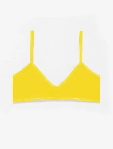 Los Angeles Apparel 8391 Cnt Spndx Spaghetti Brale in Primary yellow front view