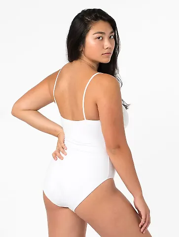 Los Angeles Apparel B100CF Spaghetti Bodysuit in White front view