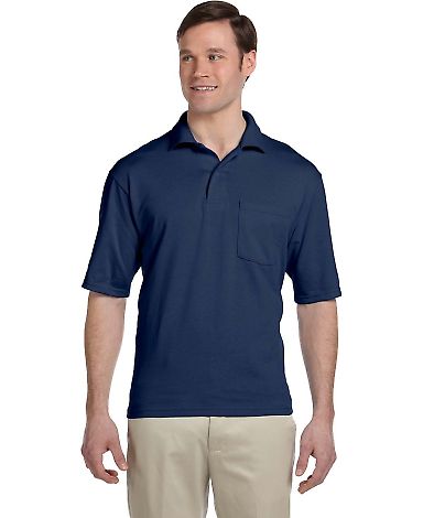 436 Jerzees Adult Jersey 50/50 Pocket Polo with Sp in J. navy front view