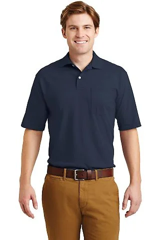 436 Jerzees Adult Jersey 50/50 Pocket Polo with Sp in J. navy front view