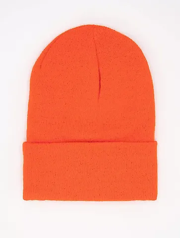 Los Angeles Apparel BEANIE Classic Cuff Beanie in Hot orange front view