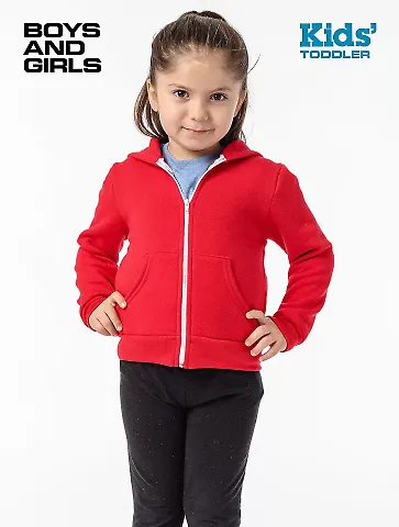 Los Angeles Apparel F1097 Toddler Poly Cotton Zip in Red front view
