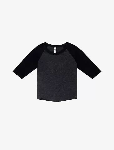 Los Angeles Apparel FF0053 Infant 3/4 Slv Ply Ctn  in Heather black/black front view