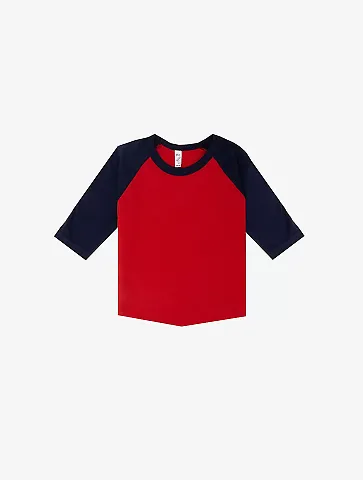 Los Angeles Apparel FF0053 Infant 3/4 Slv Ply Ctn  in Red/navy front view