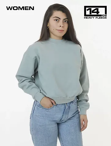 Los Angeles Apparel HF06GD HF Cropped Mock Neck Pu in Sage front view