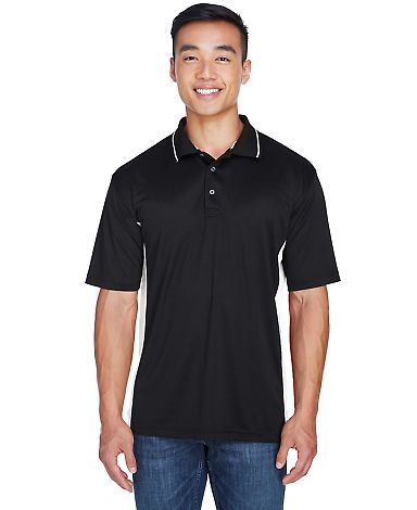 8406 UltraClub® Adult Cool & Dry Sport Two-Tone M in Black/ stone front view
