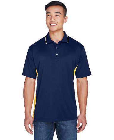 8406 UltraClub® Adult Cool & Dry Sport Two-Tone M in Navy/ gold front view