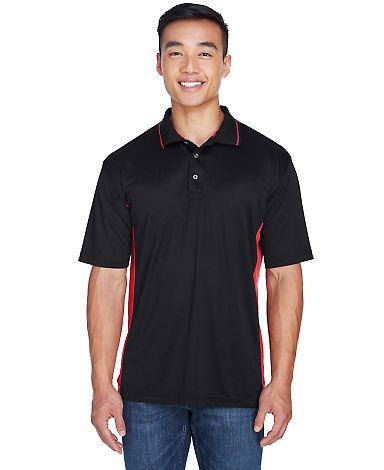 8406 UltraClub® Adult Cool & Dry Sport Two-Tone M in Black/ red front view