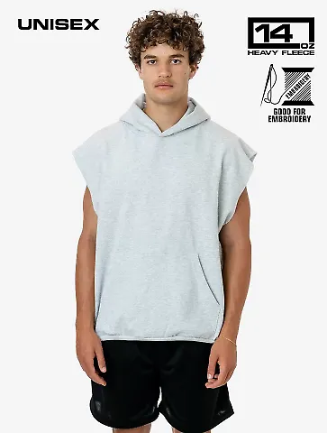 Los Angeles Apparel HF-08 Sleeveless Hood Pullover in Ash front view