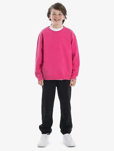 Los Angeles Apparel HF107GD Kids Heavy Fleece Crew in Paradise pink front view