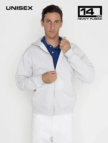 Los Angeles Apparel HF-10 L/S Heavy Fleece Zip Up in Ash front view