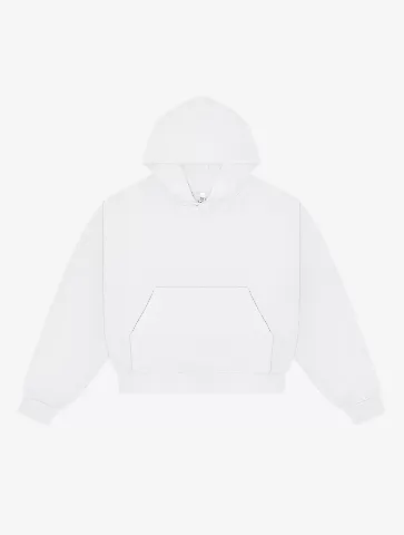 Los Angeles Apparel HF-19 Heavy Fleece Cropped Hoo in White front view