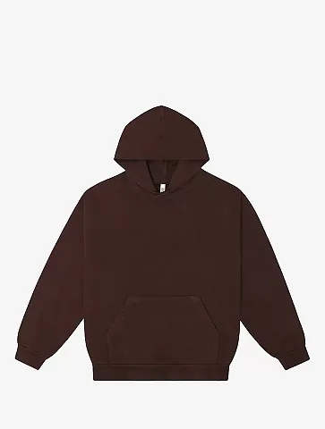 Los Angeles Apparel IMPHF09FL L/S Heavy Fleece Hoo in Chocolate front view