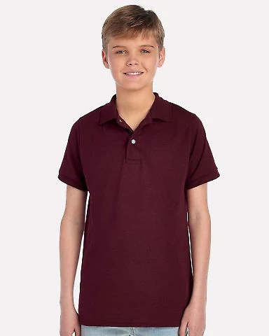 437Y Jerzees Youth 50/50 Jersey Polo with SpotShie in Maroon front view