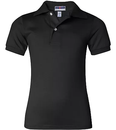 437Y Jerzees Youth 50/50 Jersey Polo with SpotShie Black front view