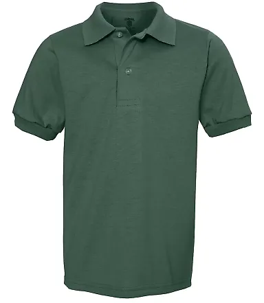 437Y Jerzees Youth 50/50 Jersey Polo with SpotShie Forest Green front view