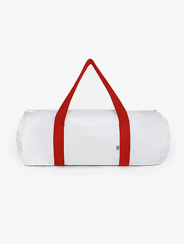 Los Angeles Apparel NT540 Lightweight Nylon Gym Ba in White/red front view