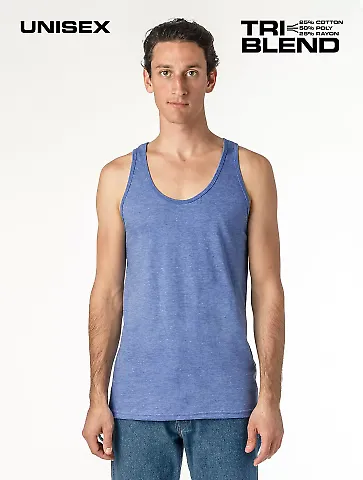 Los Angeles Apparel TR08 Tri Blend Tank 3.7oz in Athletic blue front view