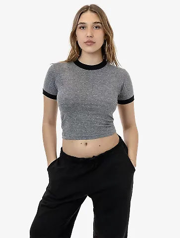 Los Angeles Apparel TRR310 Tri-Blend Rib Ringer Te in Athletic Grey/Black front view