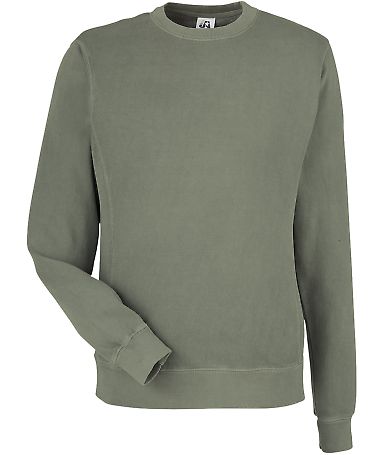 J America 8731 Pigment-Dyed Fleece Crewneck Sweats in Spruce front view