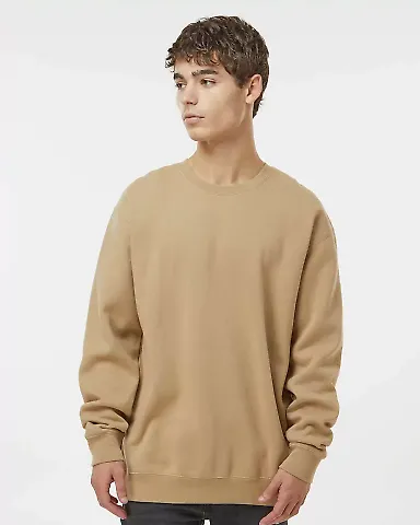Independent Trading IND3000 Heavyweight Crewneck S in Sandstone front view