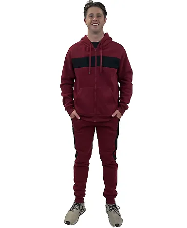 Stilo Apparel 211119HJCR Matching Sweat Set Wholes in Claret Red front view