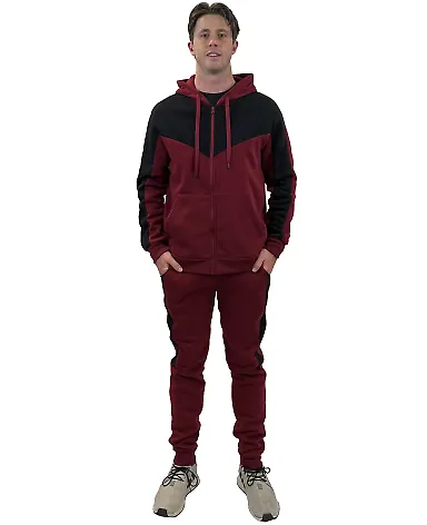 Stilo Apparel 21928HJCR Matching Sweat Set Wholesa in Claret red front view