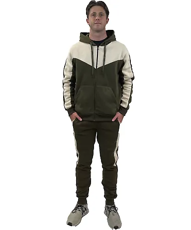 Stilo Apparel 21928HJOG Matching Sweat Set Wholesa in Olive green front view