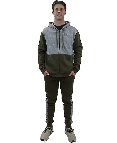 Stilo Apparel 211120HJAG Matching Sweat Set Wholes in Army Green front view