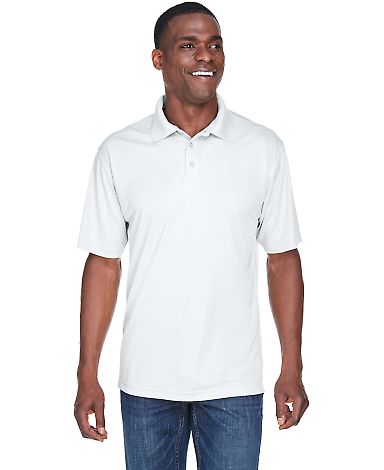 8425 UltraClub® Men's Cool & Dry Sport Performanc in White front view