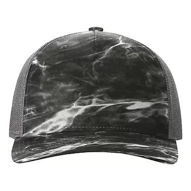Richardson Hats 112PFP Printed Five-Panel Trucker  in Mossy oak elements blacktip/ charcoal front view