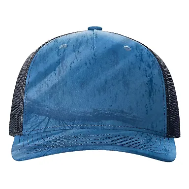 Richardson Hats 112PFP Printed Five-Panel Trucker  in Realtree fishing light blue/ navy  front view