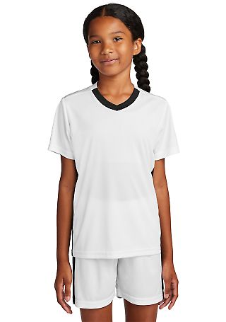 Sport Tek YST101 Sport-Tek<sup></sup> Youth Compet in White/blk front view