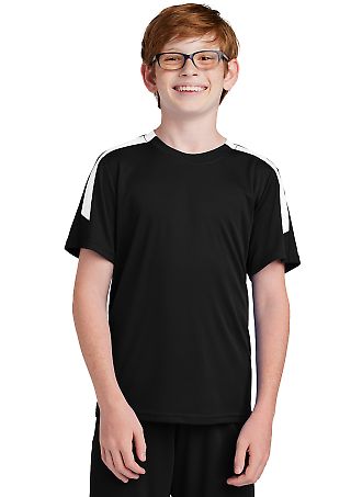 Sport Tek YST100 Sport-Tek<sup></sup> Youth Compet in Blk/white front view