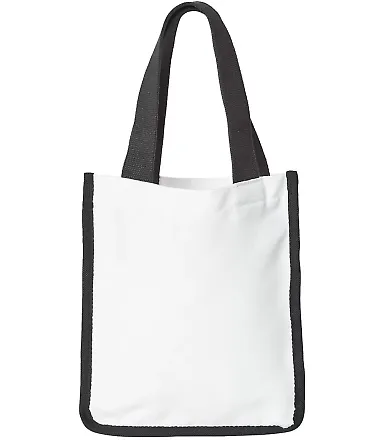Liberty Bags PSB810 Sublimation Small Tote Bag in White/ black front view