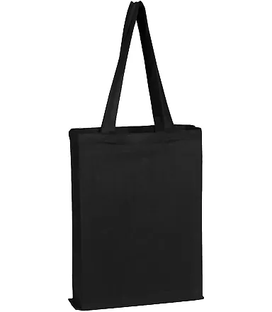 Q-Tees Q800GS Canvas Gusset Promotional Tote in Black front view