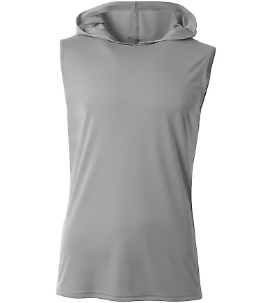 A4 Apparel NB3410 Youth Sleeveless Hooded T-Shirt in Silver front view