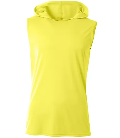 A4 Apparel NB3410 Youth Sleeveless Hooded T-Shirt in Safety yellow front view