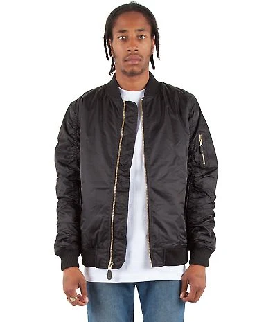 Shaka Wear Retail SHBJ Adult Bomber Jacket in Black front view