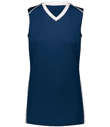 Augusta Sportswear 1687 Women's Rover Jersey in Navy/ white front view