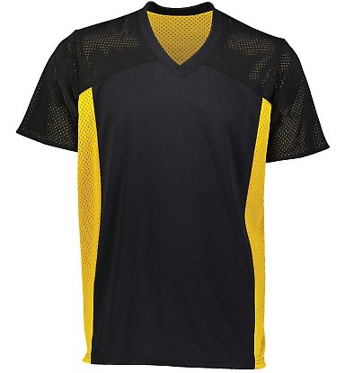 Augusta Sportswear 265 Youth Reversible Flag Footb in Black/ gold front view