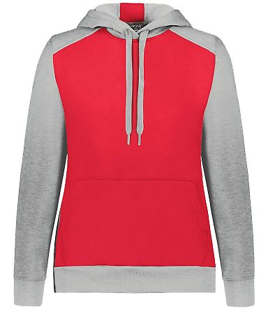 Augusta Sportswear 6867 Women's Eco Revive™ Thre in Scarlet/ grey heather front view